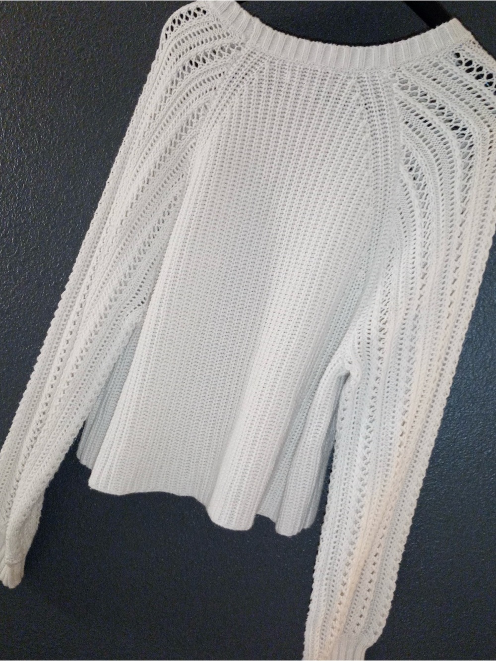 American Eagle Outfitters Cream Open-Stitch Crewneck Sweater